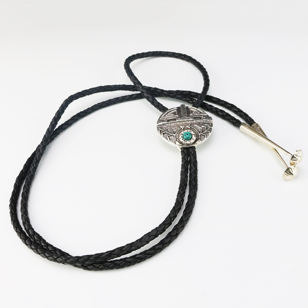 NAVAJO STERLING SILVER & TURQUOISE BOLO TIE BY GARY CUSTER | The Crow ...