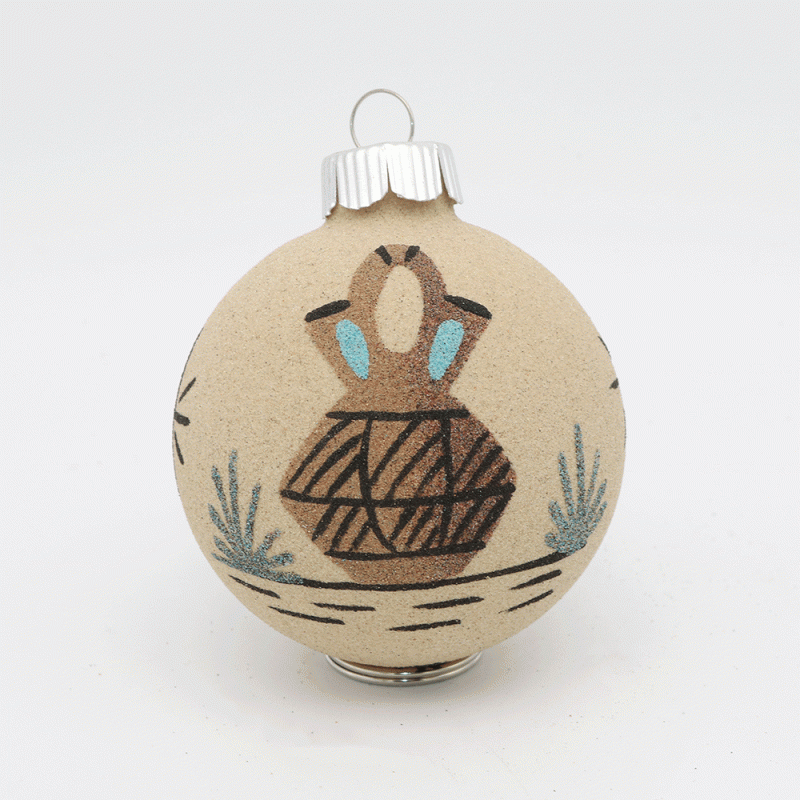 SAND PAINTING BALL ORNAMENT NAVAJO | The Crow and The Cactus