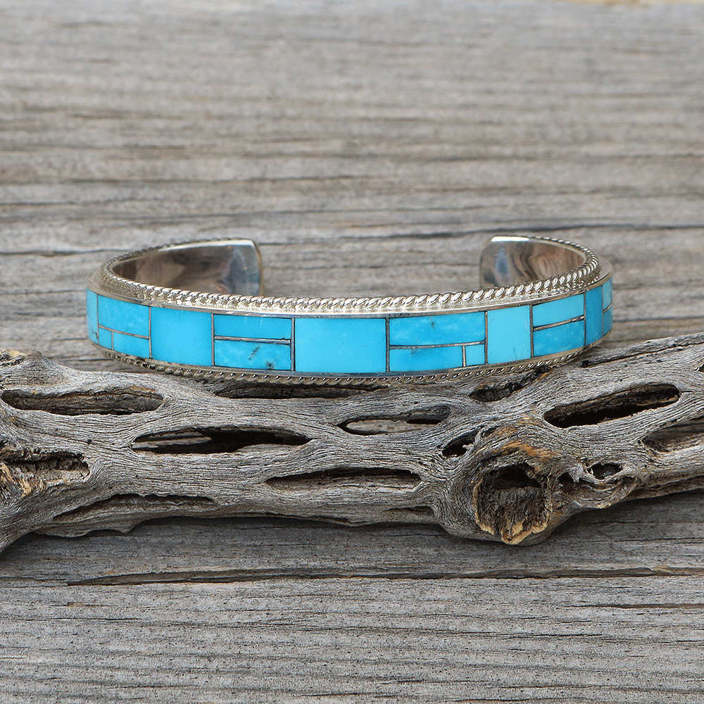 Zuni Kingman Turquoise Bracelet - Native American Bracelets, Zuni Jewelry