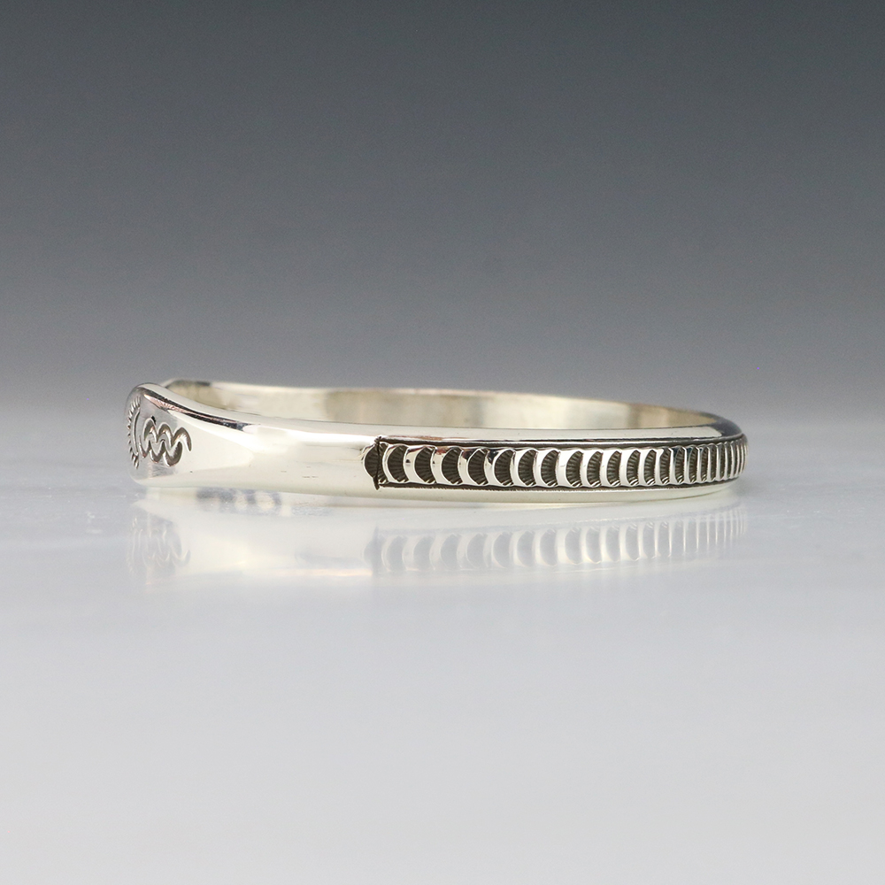 SILVER BRACELET BY RANDY SECATERO NAVAJO | The Crow and The Cactus