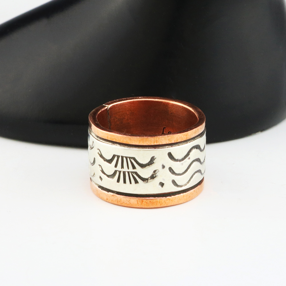 Native American Navajo plain sterling silver & copper mens band ring size  13.5 | eBay