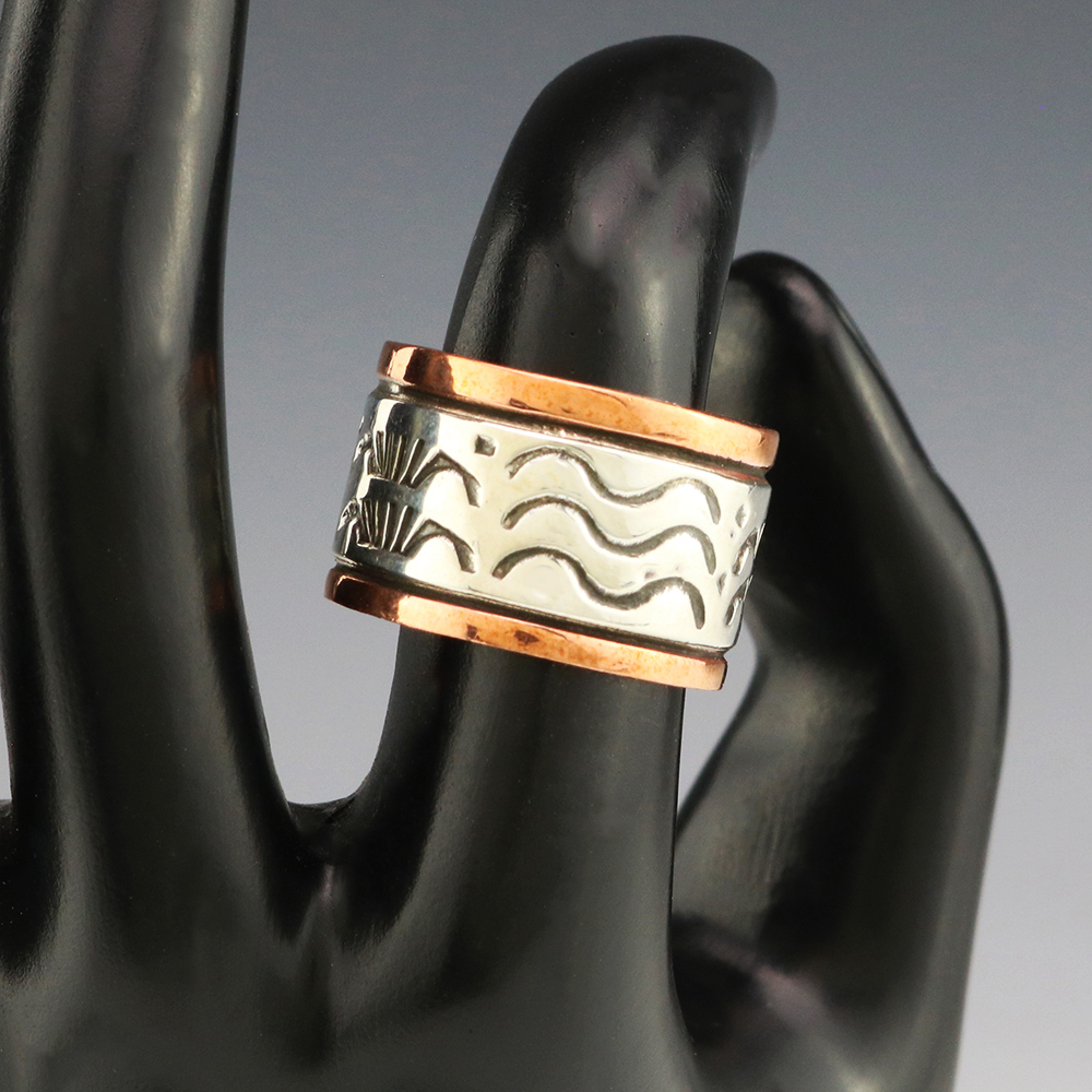 Hammered Silver & Copper Ring, Mens wedding band, Mens Silver ring, En –  AbiMJewelry