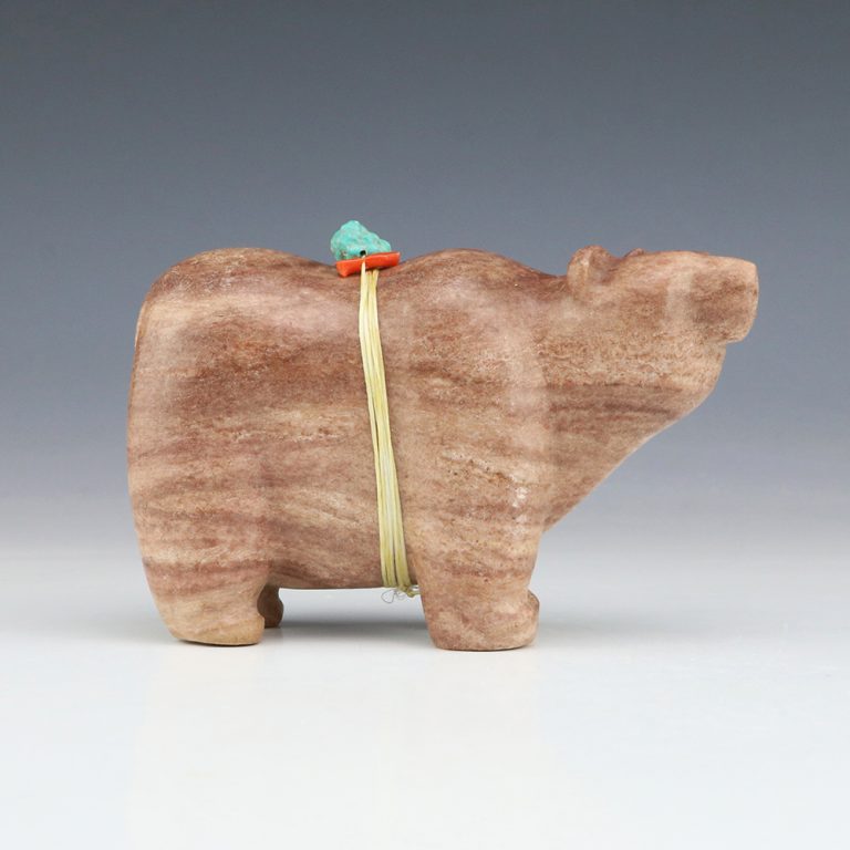 ZUNI EARTHTONE ALABASTER BEAR FETISH BY GABE SICE | The Crow and The Cactus