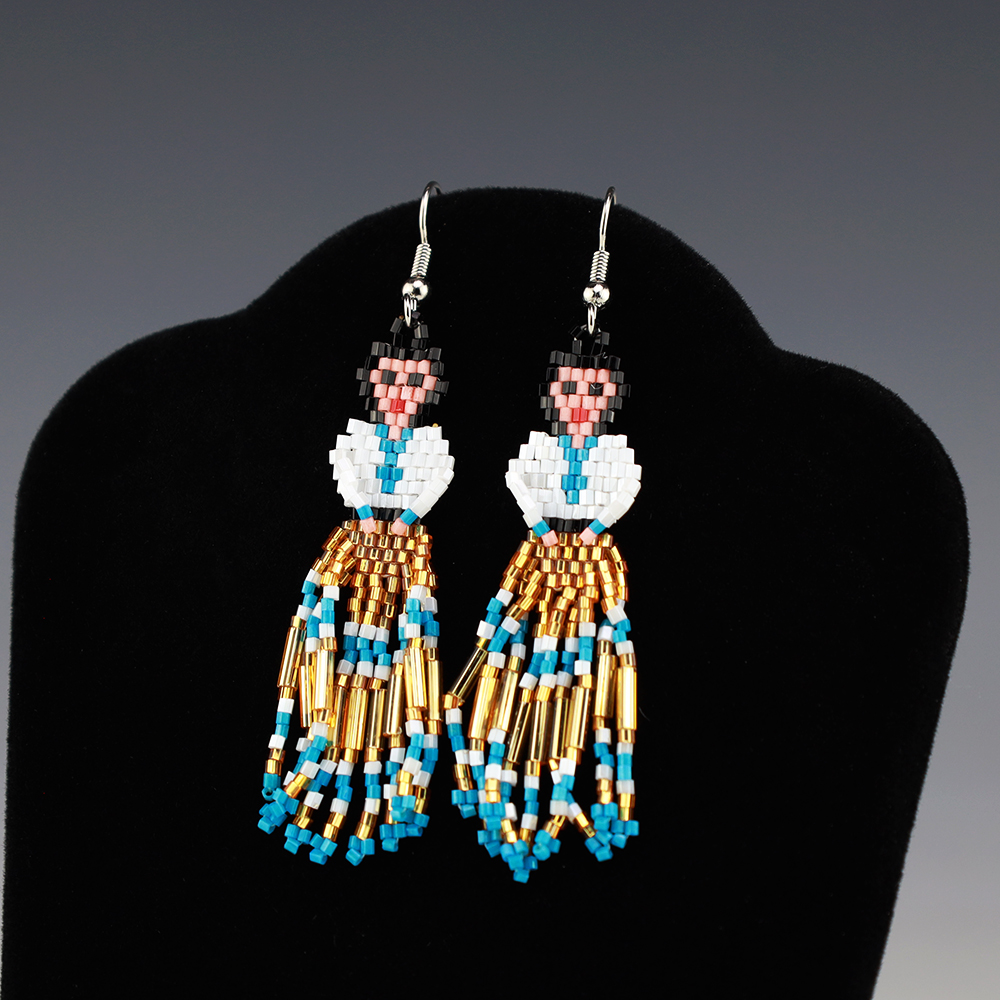 Kokopelli Hand-Beaded Earrings – Navajo Traditional Teachings