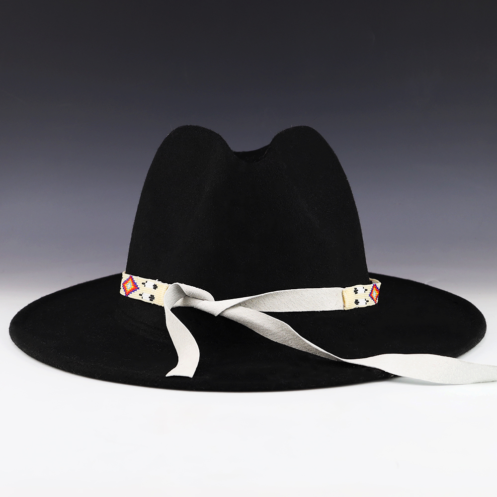 Navajo Style Beaded Hatband, Buffalo Wide Hat Band, Hat Accessories