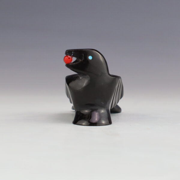 MARBLE RAVEN FETISH BY CALVERT BOWANNIE ZUNI | The Crow and The Cactus