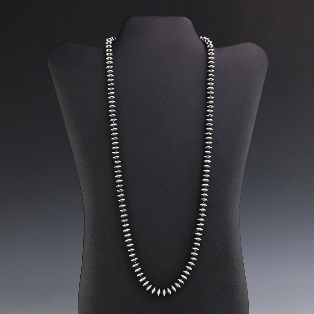Sterling Silver Round Link & Faceted Hematite Bead Necklace