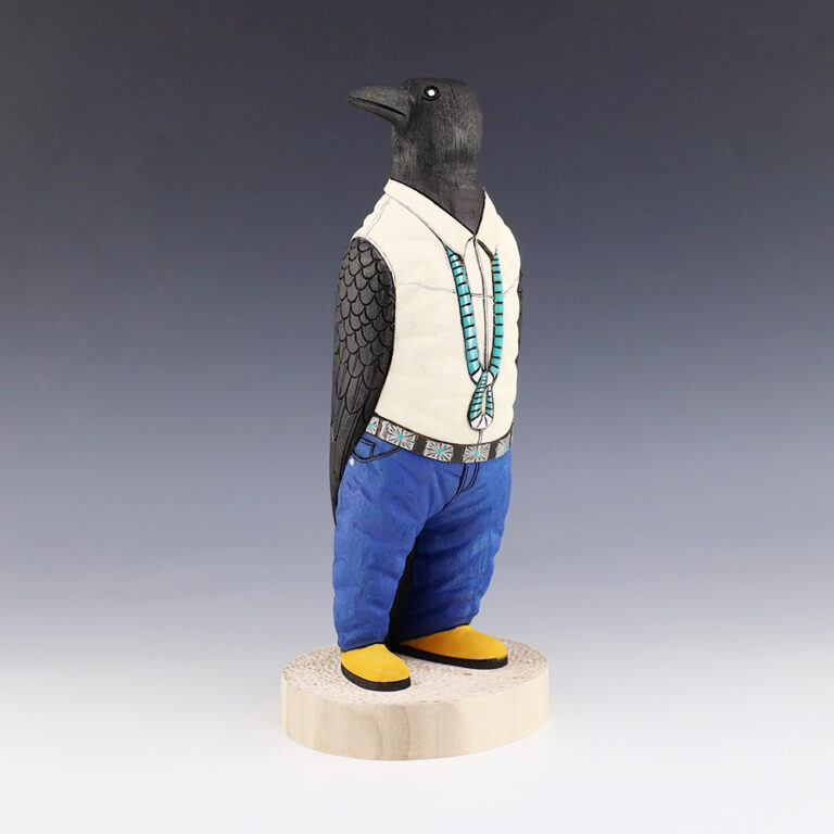 NAVAJO FOLK ART CROW BY ORLEEN & RAY LANSING | The Crow and The Cactus