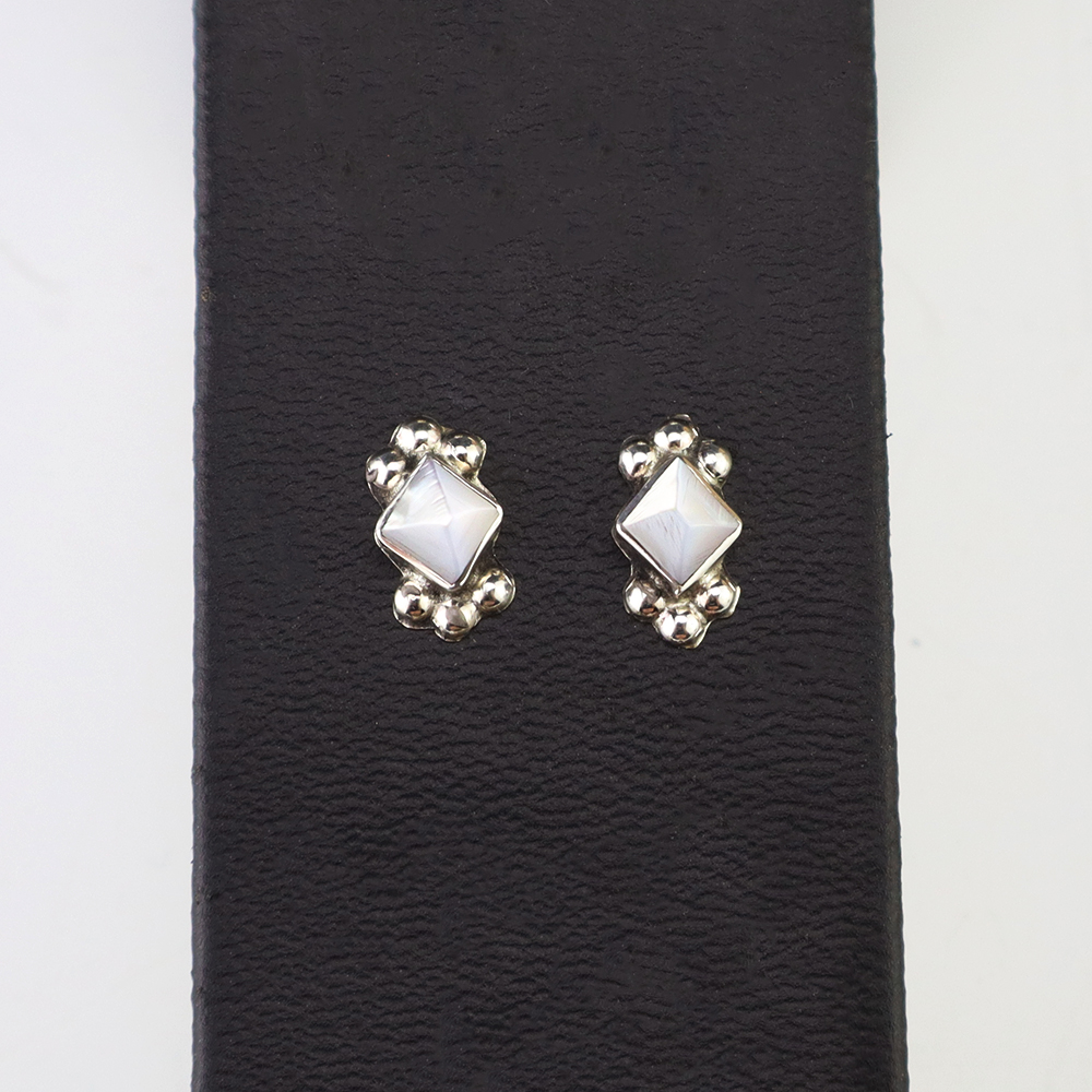 ZUNI STERLING SILVER & MOTHER OF PEARL EARRINGS BY LUVETTE & FRED CACHINI