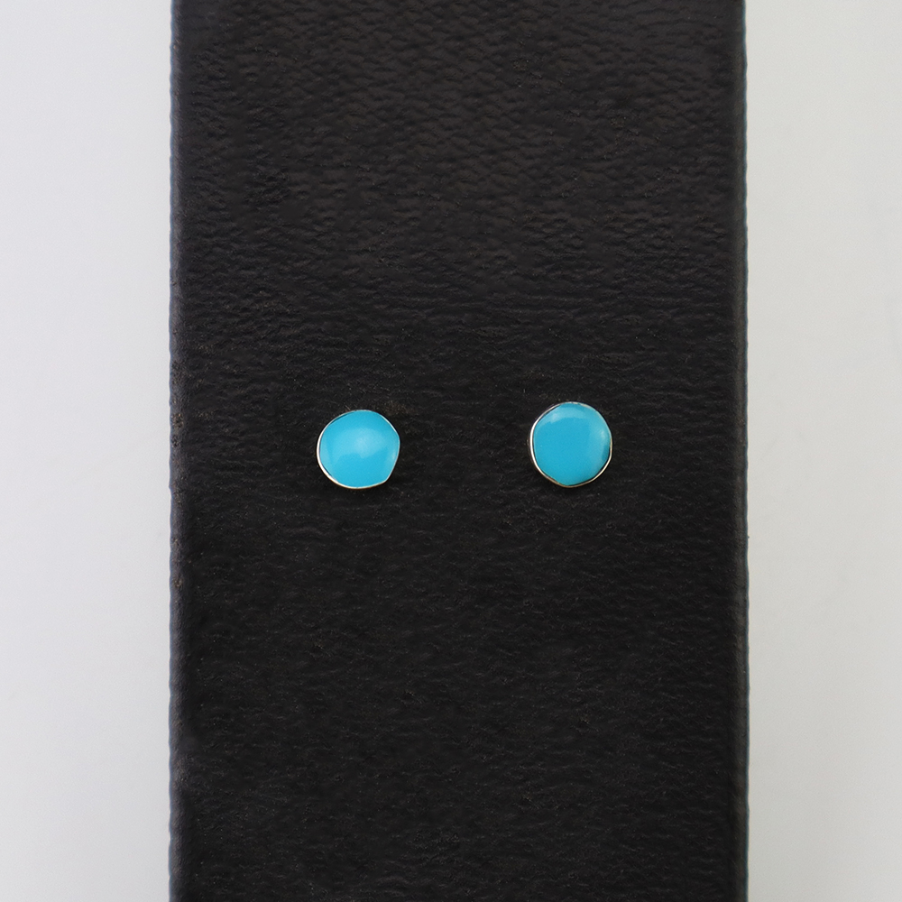 NATIVE AMERICAN ZUNI STERLING SILVER & TURQUOISE EARRINGS BY ANGIE ROSETTA
