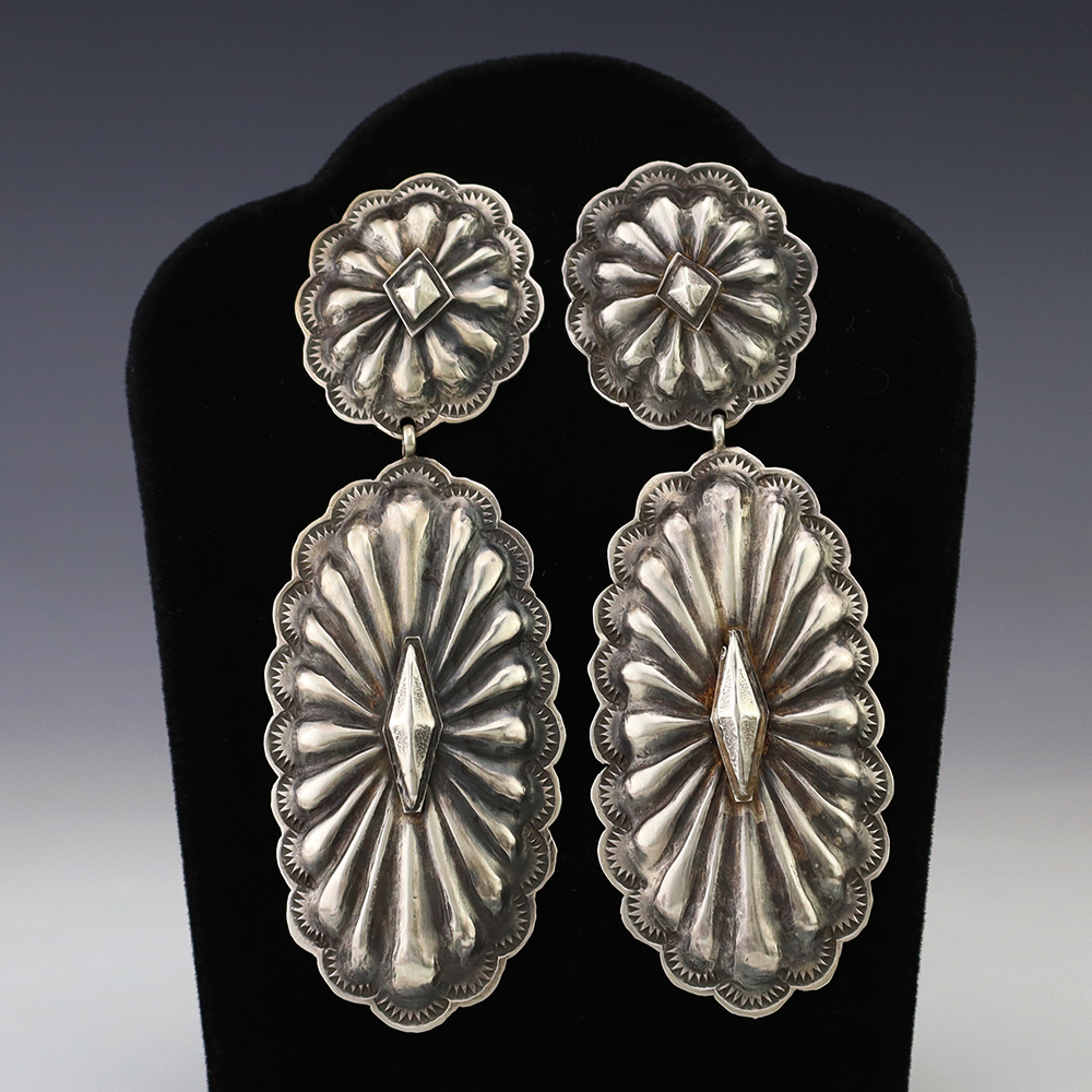 NATIVE AMERICAN NAVAJO STERLING SILVER EARRINGS BY RITA LEE