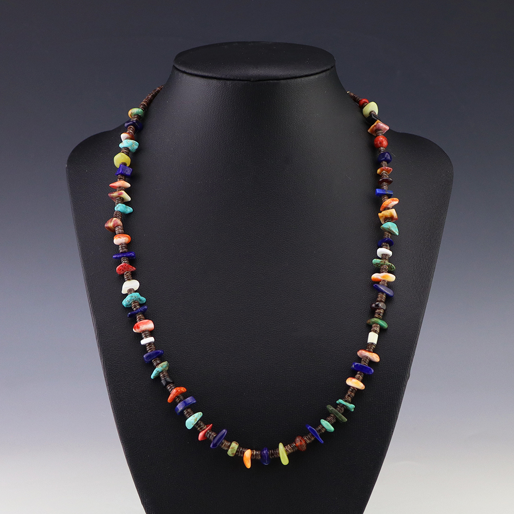 NATIVE AMERICAN KEWA MULTICOLORED NECKLACE BY JEANETTE CALABAZA