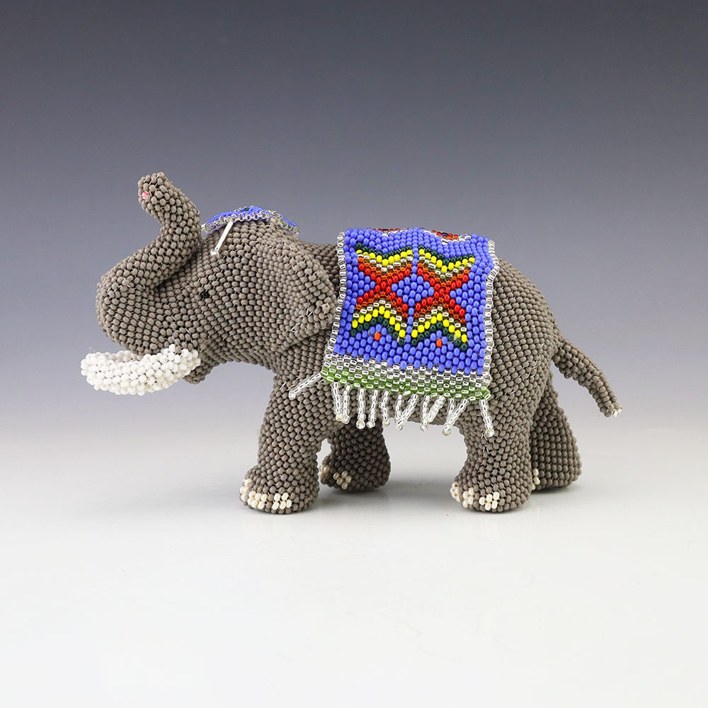 NATIVE AMERICAN ZUNI BEADED ELEPHANT BY DENISE & FARON GCHACHU