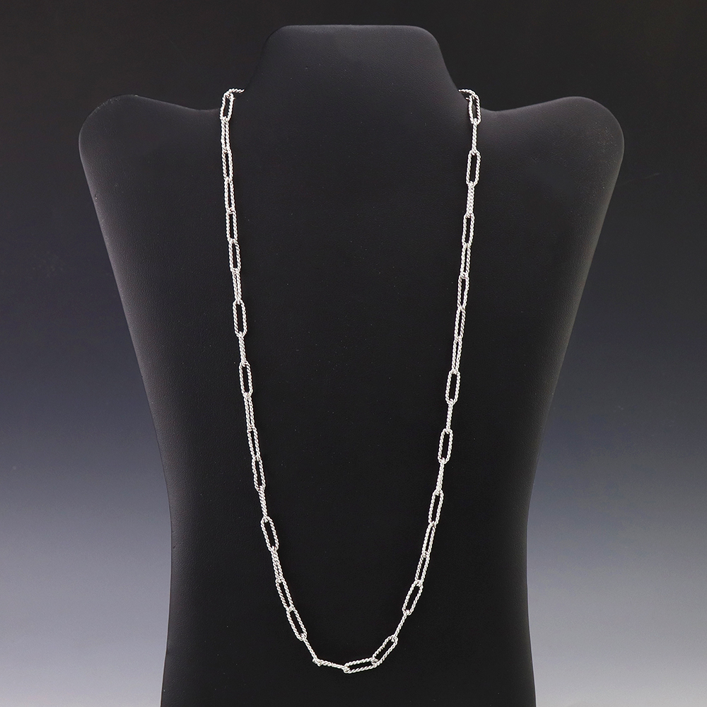 NATIVE AMERICAN ZUNI STERLING SILVER TWISTED PAPERCLIP CHAIN BY CARLO LONJOSE 24
