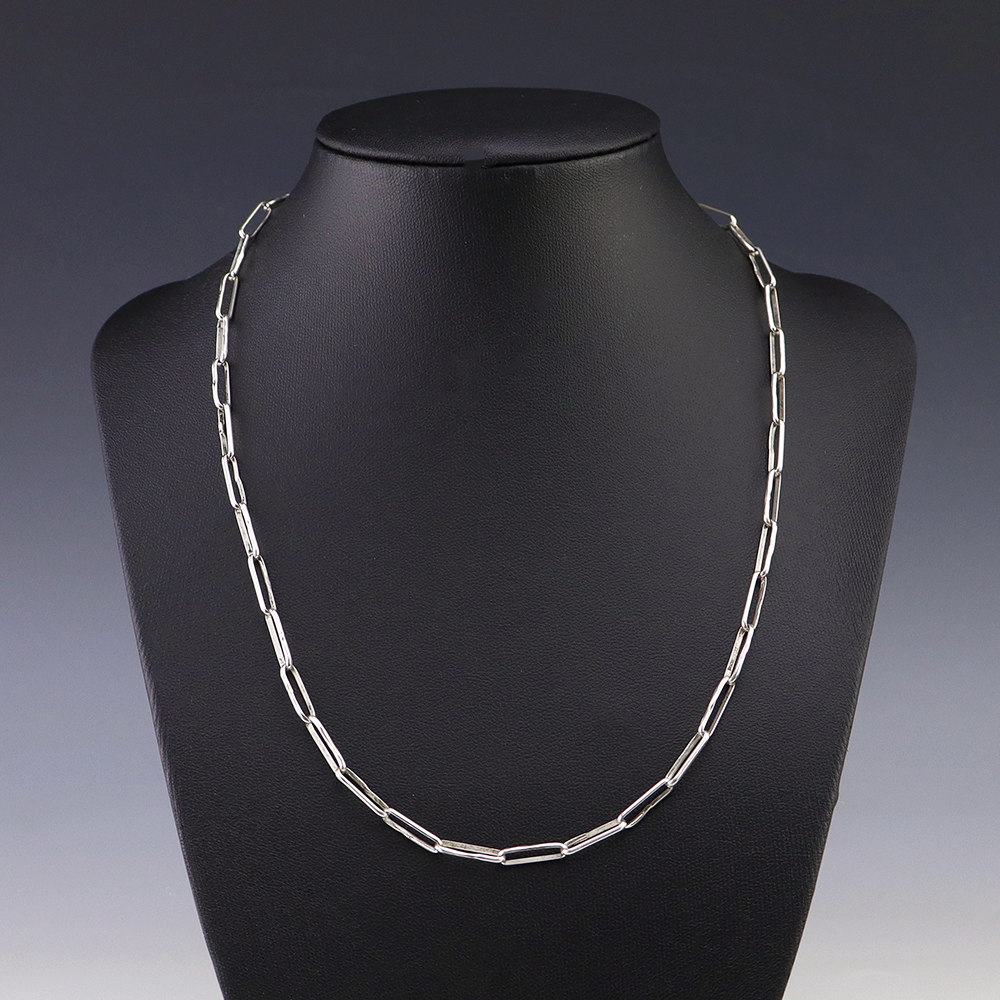 NATIVE AMERICAN ZUNI STERLING SILVER PAPERCLIP CHAIN BY CARLO LONJOSE 18