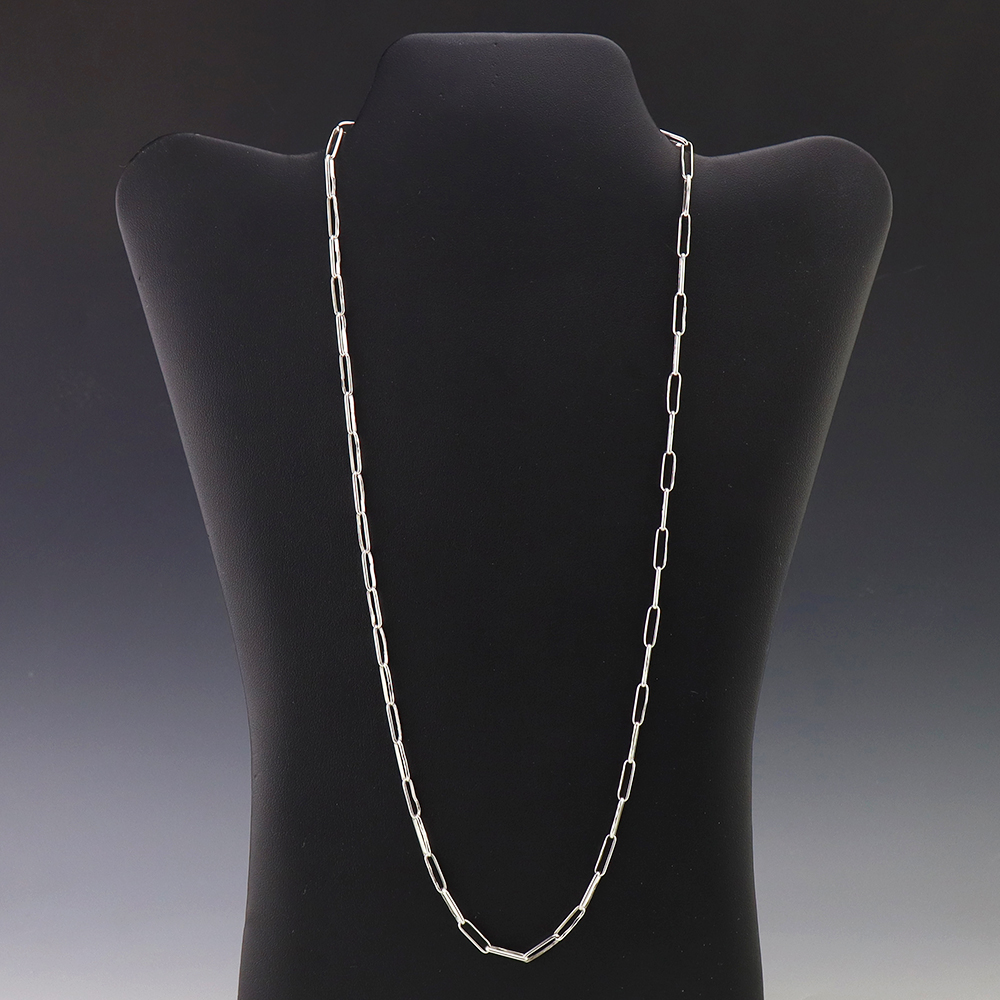 NATIVE AMERICAN ZUNI STERLING SILVER PAPERCLIP CHAIN BY CARLO LONJOSE 24